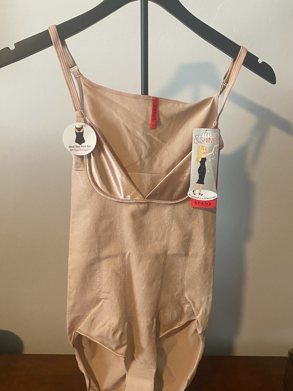 SPANX Light Rose Gold Shaping Bodysuit with Adjustable Straps
